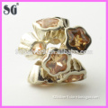 Fashion flower shape 925 authentic silver charm zircon bezel setting bead fits european bracelet